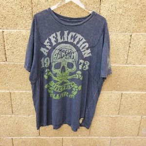 Affliction Customs Gray Graphic T Shirt #841